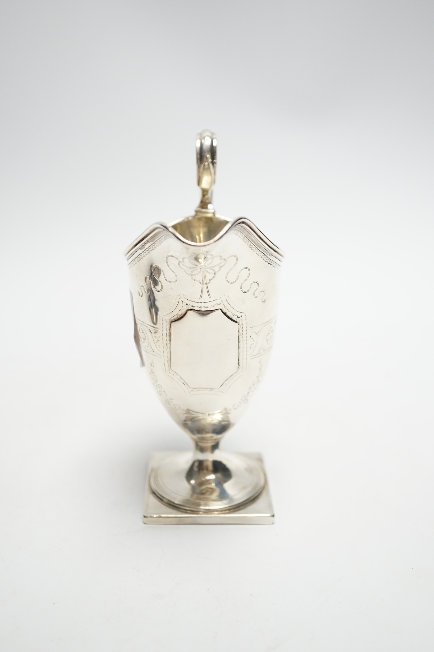 A George III silver helmet cream jug, Robert Hennell, London, 1791, 14.5cm, 3.6oz.